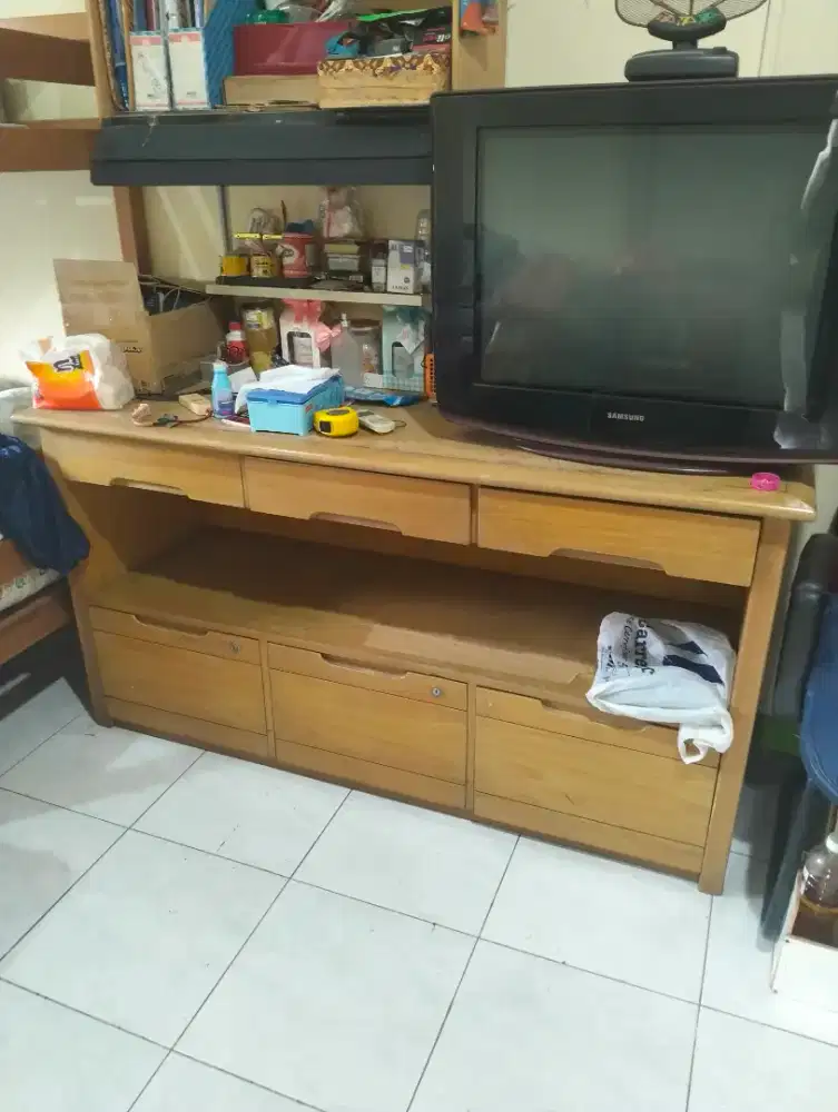 160x60x85cm Lemari meja rumah kantor asli full kayu tebal berat