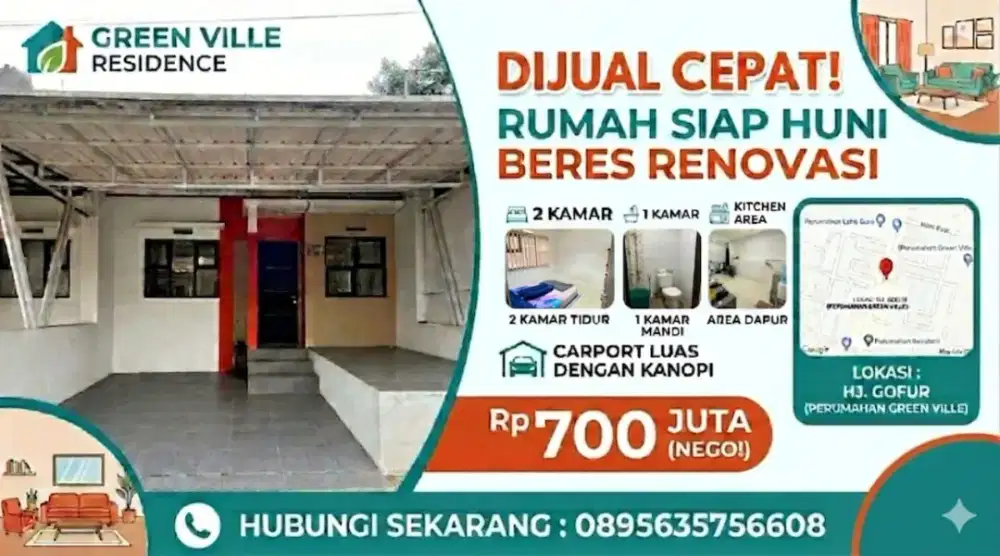 DI JUAL CEPAT RUMAH GREEN VILLE HAJI GOFUR