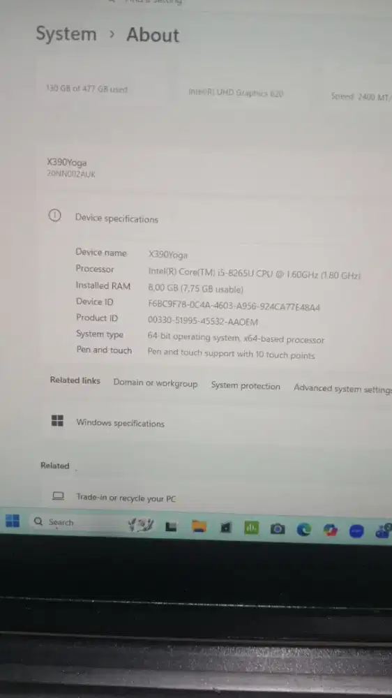 Laptop thinkpad Yoga X390 Core i5 8Gb/256ssd