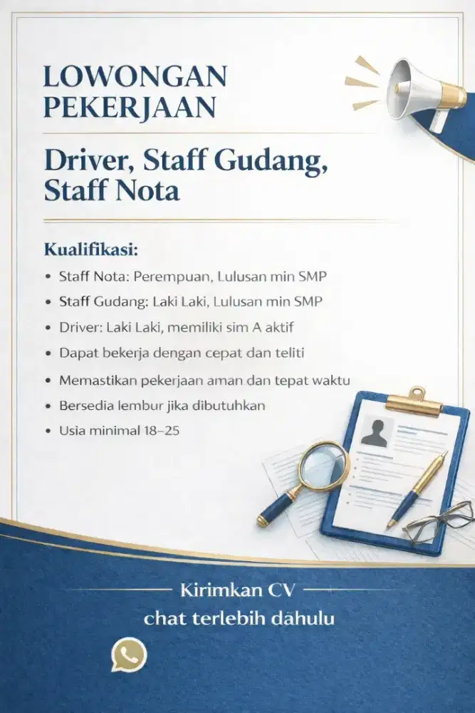lowongan kerja Picker, Packing, Driver