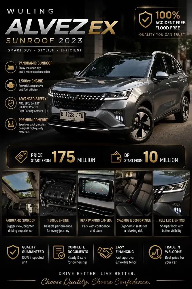 DP10JT WULING ALVEZ EX SUNROOF AT 2023 ABU LOW KM LIKE NEW ISTIMEWA