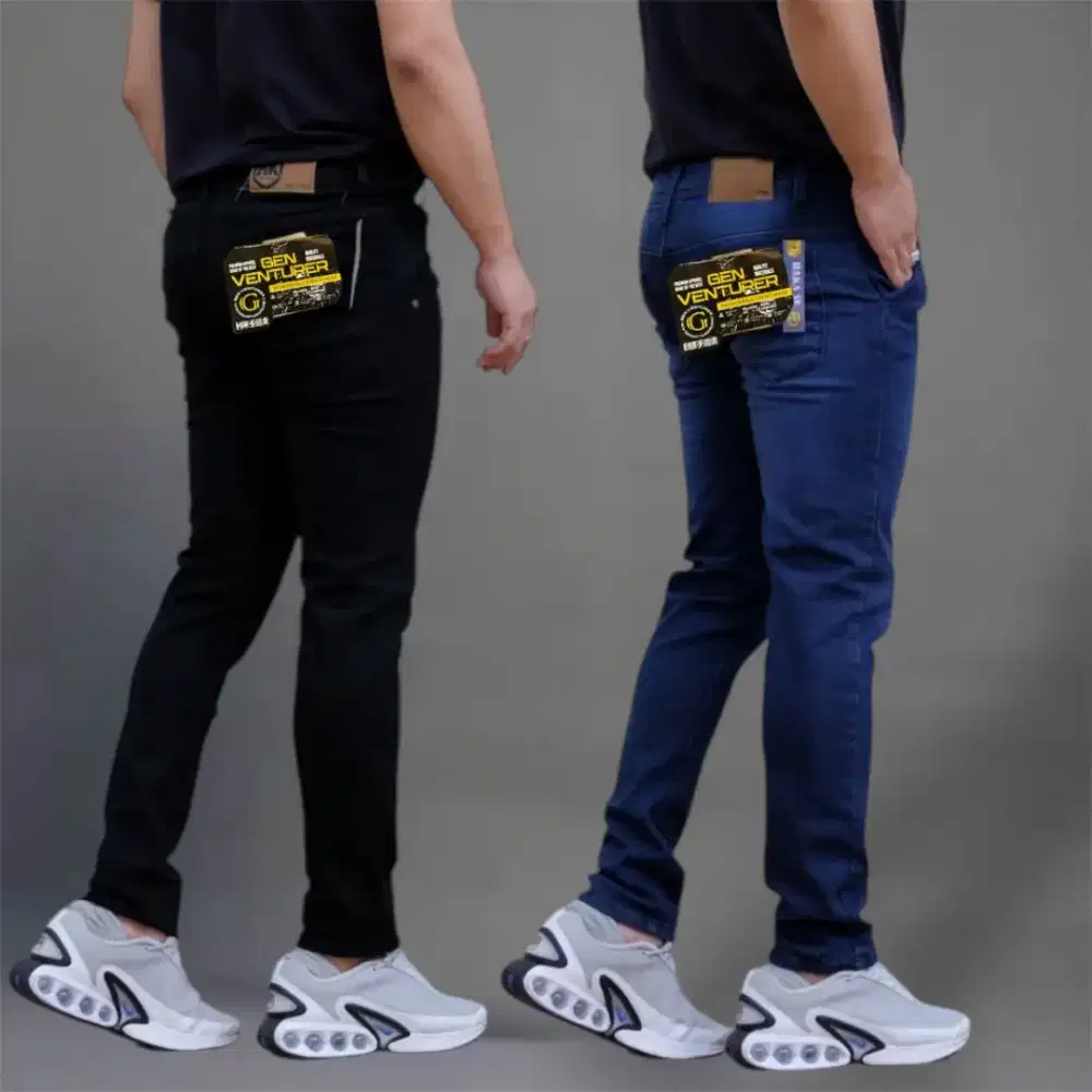 Beli 1 ISI 2 Pcs Celana Jeans Pria Slim - fit Cowok Celana Jeans.