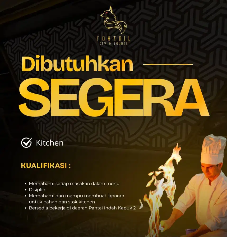 LOWONGAN KERJA BAGIAN KITCHEN