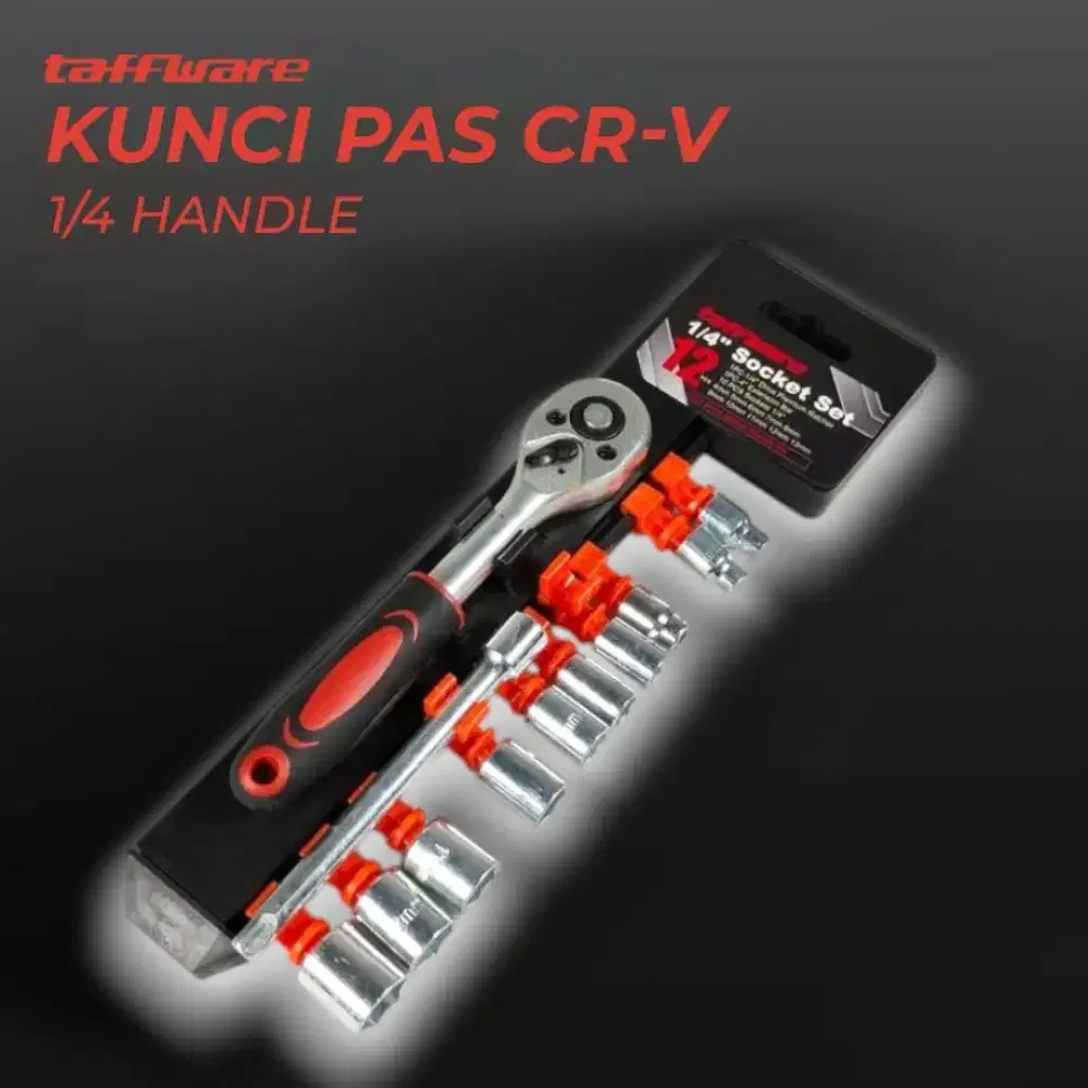 Set Kunci Shock Ratchet Wrench 1/4 Handle Drive CR-V 12 PCS