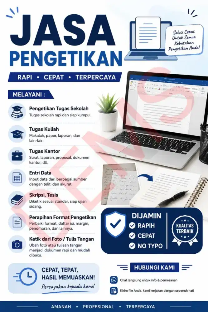 JASA PENGETIKAN / KETIK / TUGAS / KULIAH / KANTOR