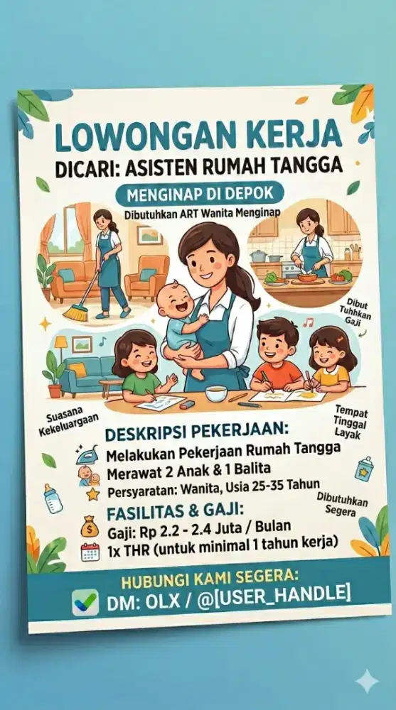DICARI ASISTEN RUMAH TANGGA DEPOK