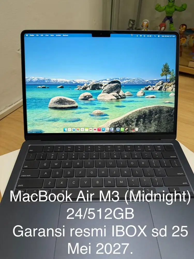 Macbook Air M3 (24/512) Midnight Garansi iBox sd 25 Mei 2027