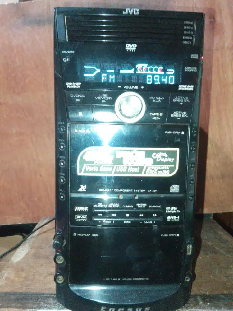 JVC ampli 2.1, 4200 watts pmpo, full ori, utuh, mulus, merk Japan