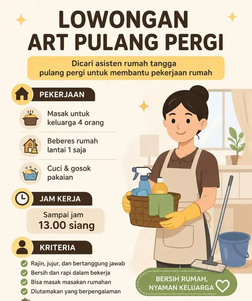 Lowongan ART beberes PP