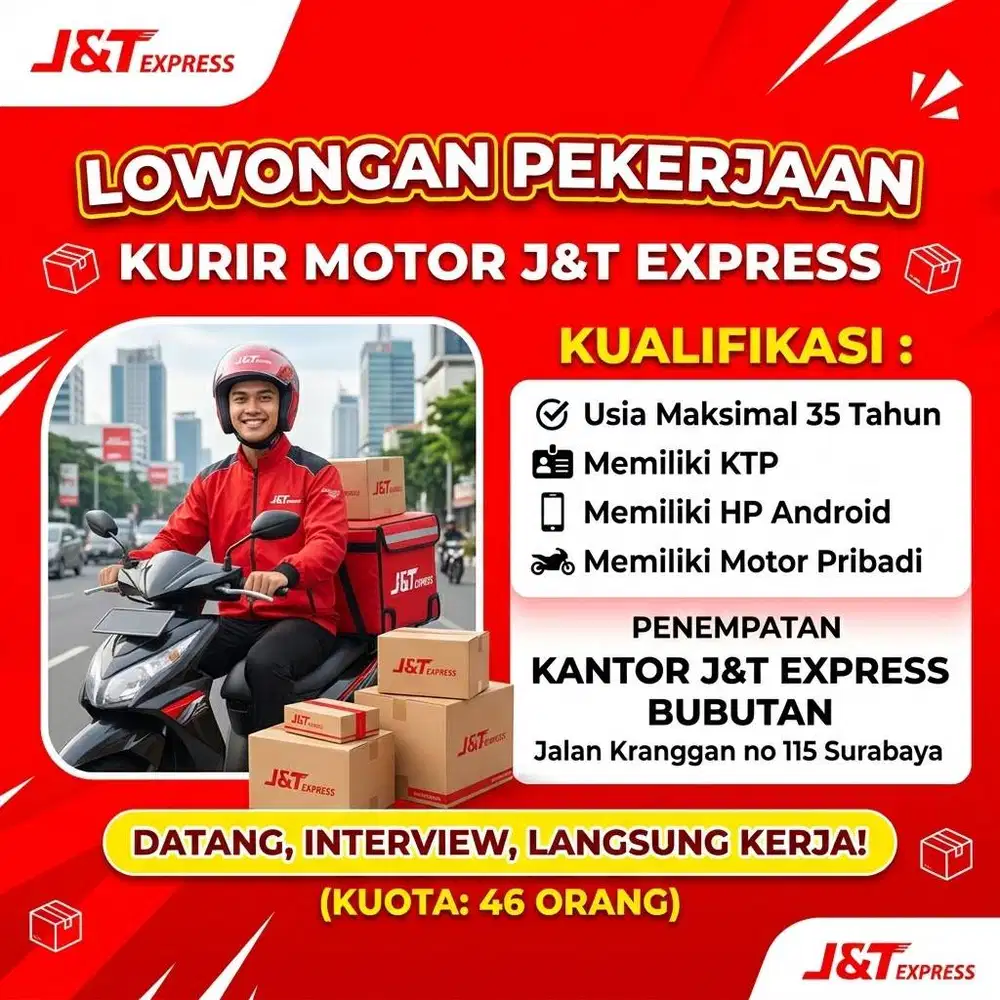 LOWONGAN PEKERJAAN KURIR MOTOR JNT EXPRESS