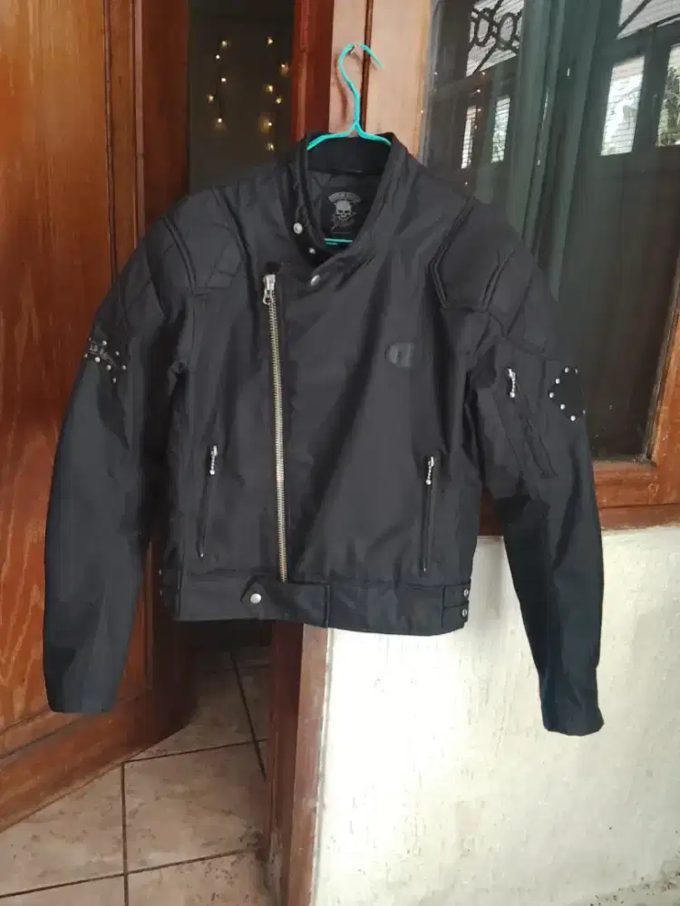 Jaket touring bahan kanvas tebal waterprof