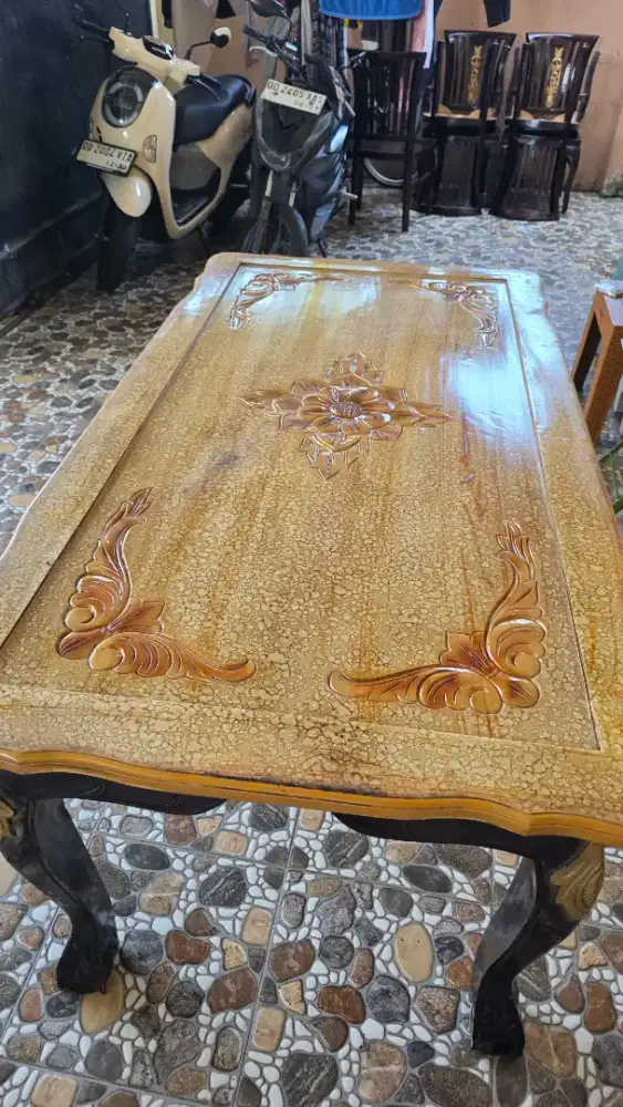 JUAL MEJA MAKAN KAYU JATI DAN 5 KURSI