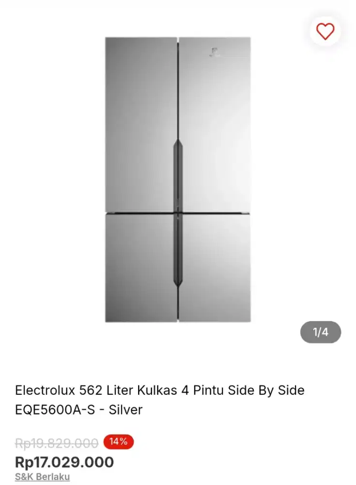 Electrolux 562 Liter Kulkas 4 Pintu