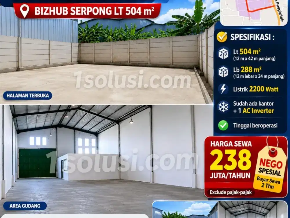 disewakan gudang 504m2-gudang bizhub serpong-gunung sindur