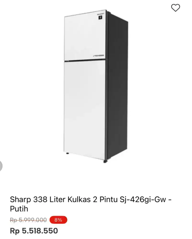 KULKAS SHARP 2 PINTU SJ-426GI-GW