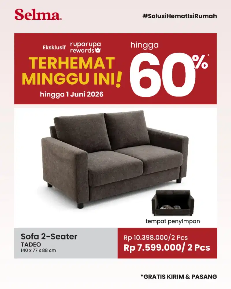 SOFA STORAGE TADEO 2 SEAT