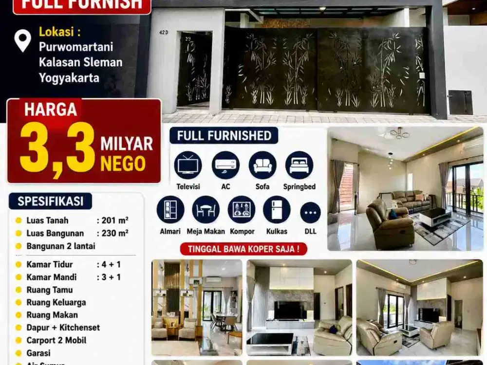 Rumah Mewah Full Furnished 2 Lantai di Purwomartani Kalasan Sleman Jogja