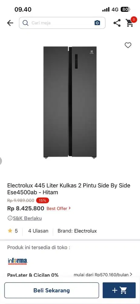 kulkas electrolux ese4500ab