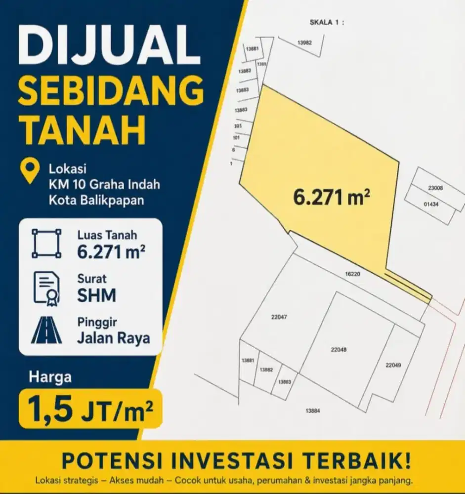 DI JUAL TANAH PINGGIR JALAN 6721m