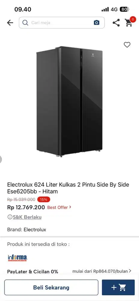 kulkas electrolux ese6205bb