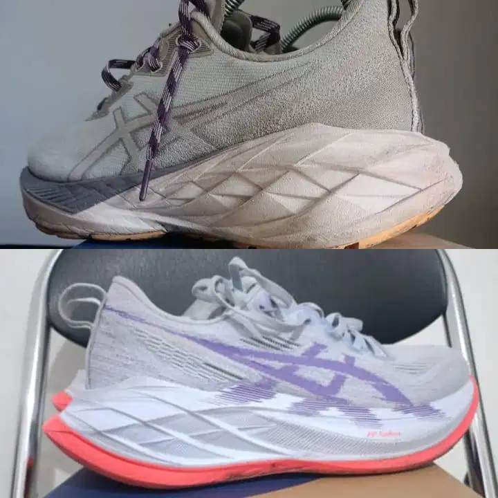 Sepatu Ascis Novablast 4TR dan Asics Superblast 2 Blue Fade Edo Purple