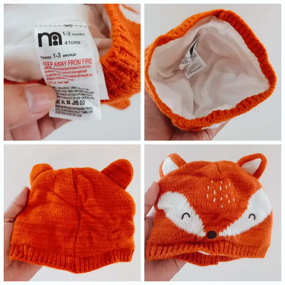 Topi Kupluk Bayi Fox Orange Preloved