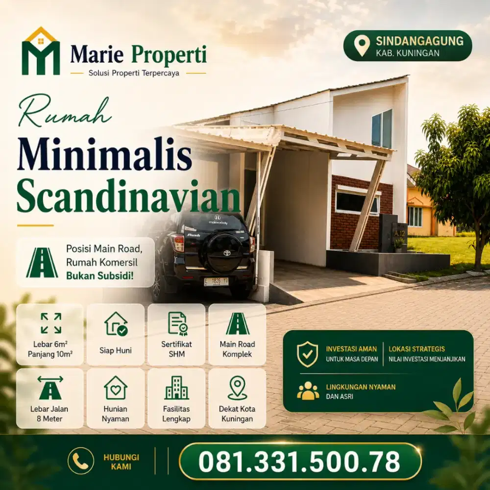 Rumah Minimalis Scandinavian,  Main Road Dlm Komplek Siap Huni