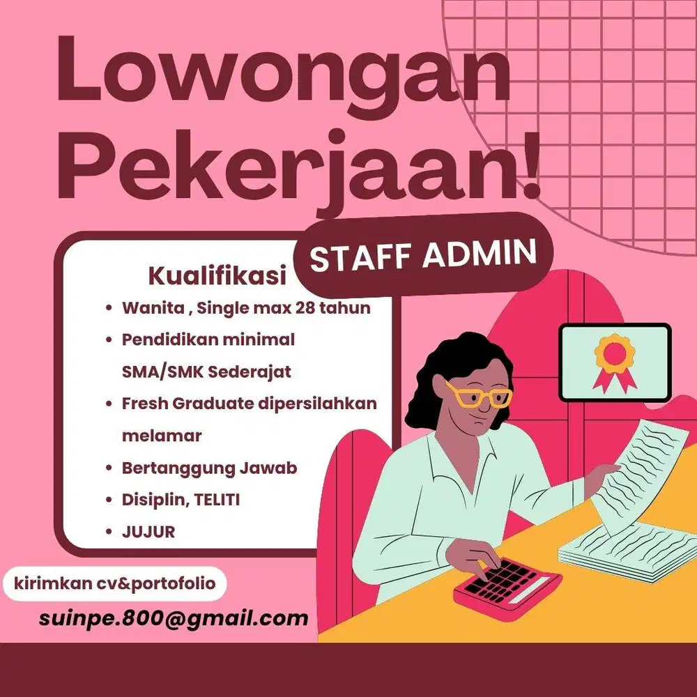 DIBUTUHKAN SEGERA STAFF ADMINISTRASI