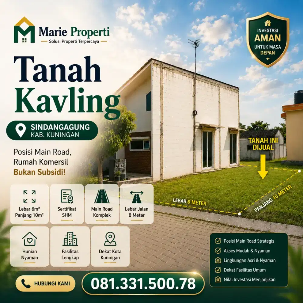 Tanah Posisi Main Road Komplek Kertaymulya Residence Luas Tanah 60m²