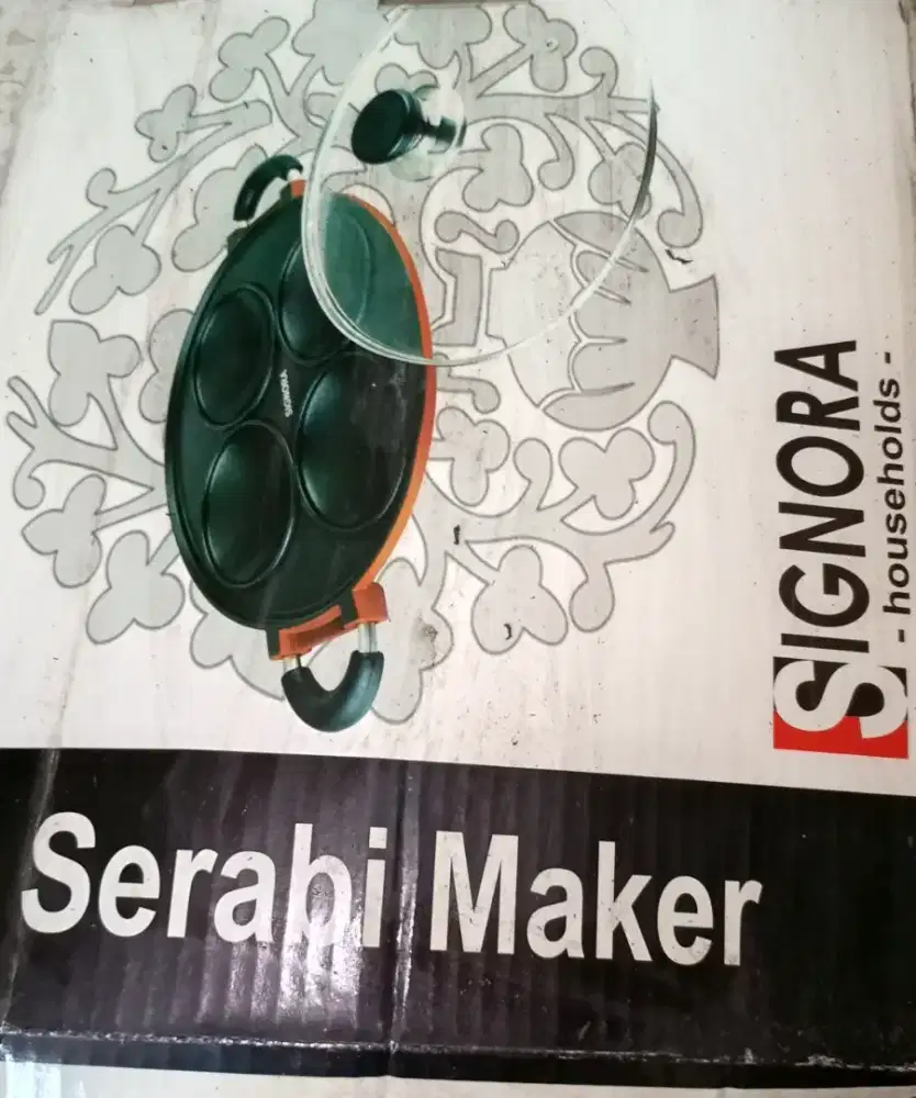 Cetakan Serabi / Kue Lumpur Signora 4 Lubang + Tutup Kaca Like New