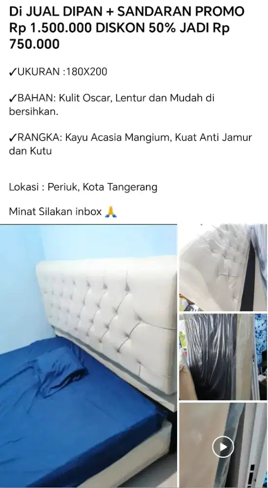 Dipan Ukuran 180x200 Bekas Tapi Terawat, Masih Ada Plastik