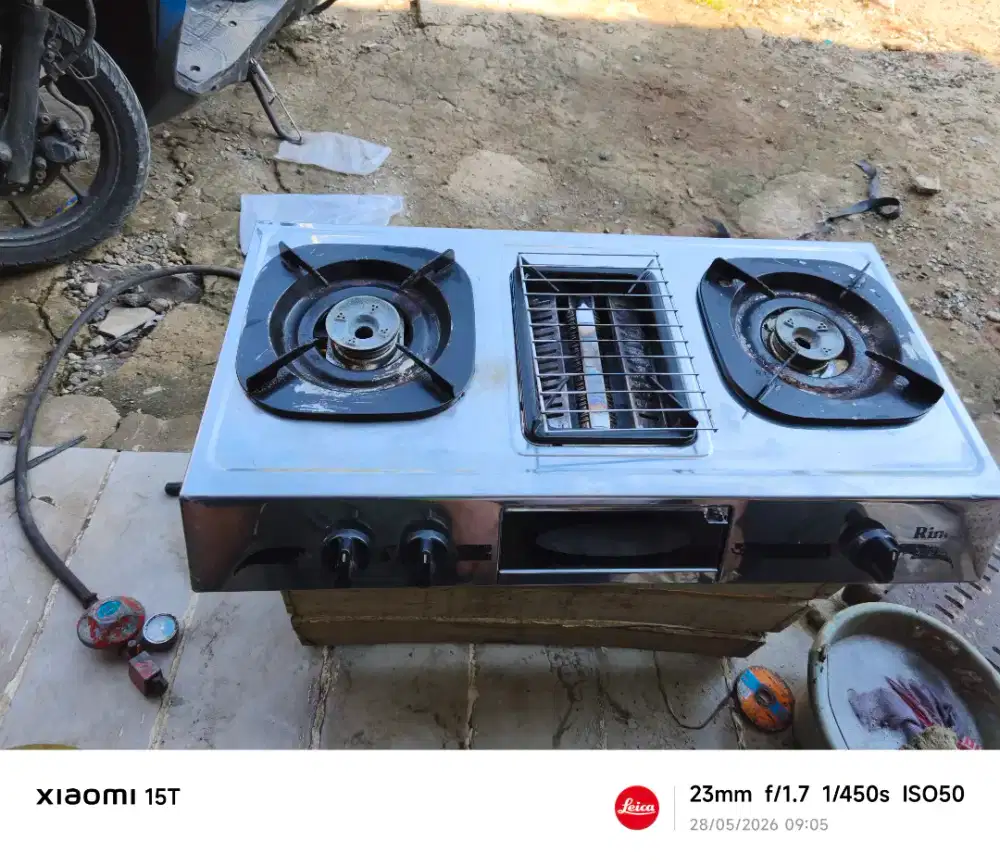 KOMPOR RINNAI RI-524E 2 TUNGKU STAINLESS DENGAN PEMANGGANG GRILL