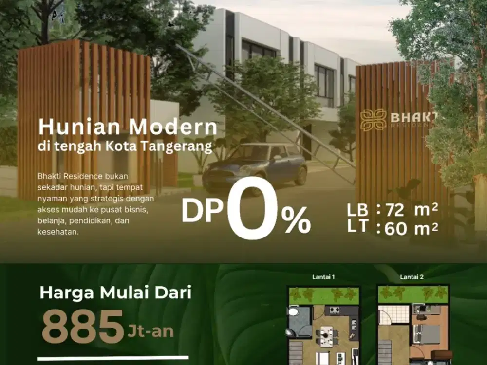 Rumah Modern Minimalis 2 Lantai di Tangerang, DP 0% Mulai 885 Jt