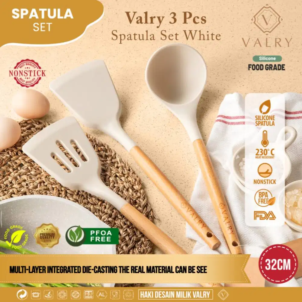 Spatula Set 3pcs Anti Leleh Silikon sutil silicone sendok masak dapur