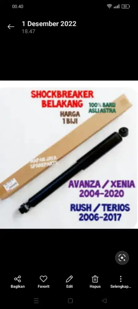 Sepasang shockbreker avanza, xenia Terios, veloz