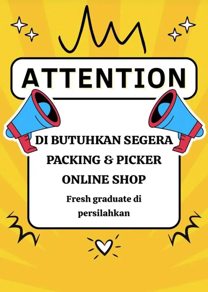 DIBUTUHKAN SEGERA PACKING & PICKER ONLINE SHOP