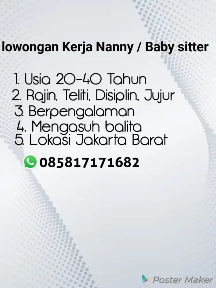 Lowongan BABY SISTER