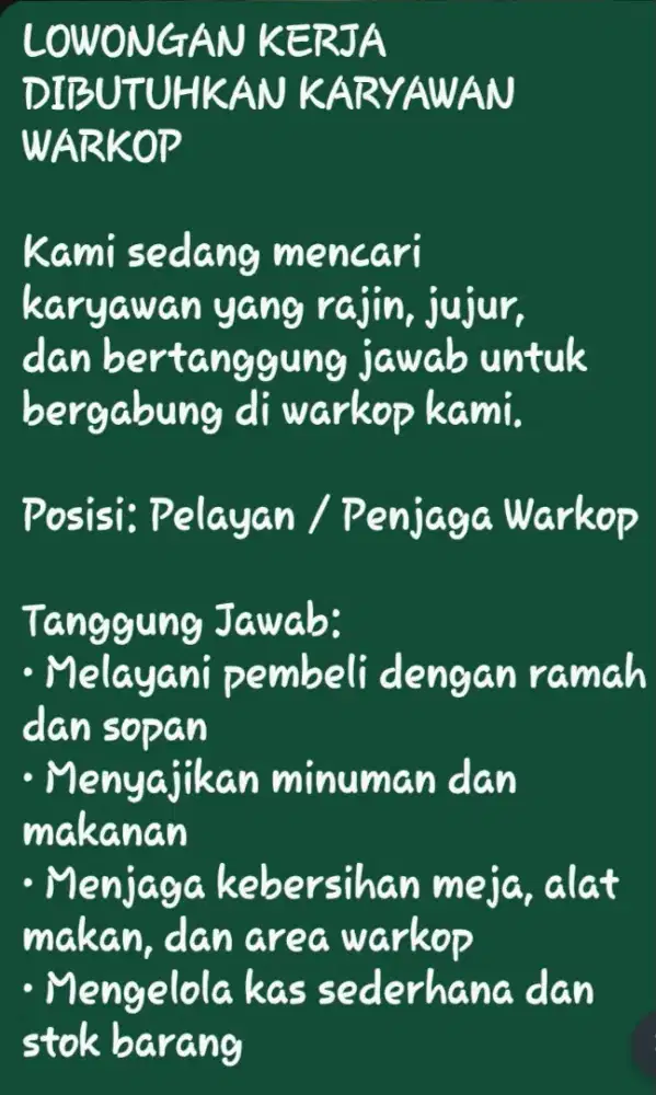 Karyawan Warkop