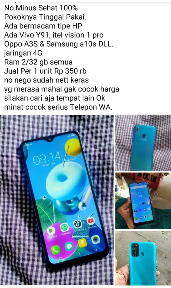 Samsung A10S Jaringan 4G Ram 2/32 gb Segala tipe HP Sehat