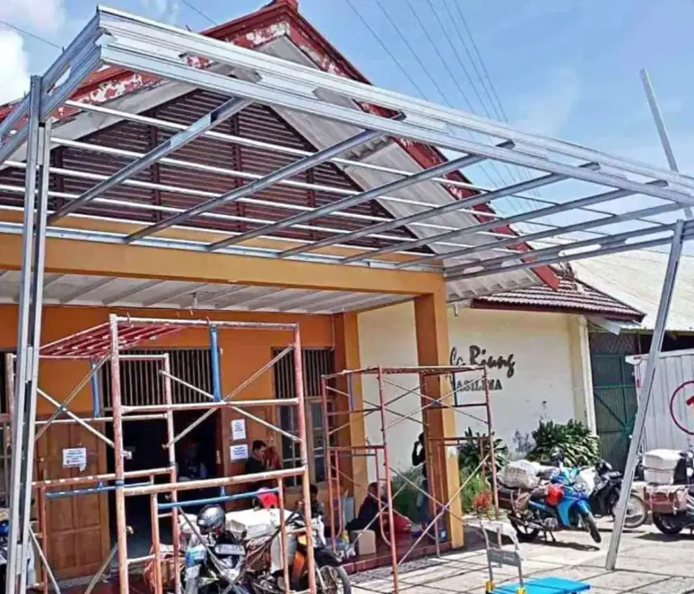 Kanopi carport rangka baja ringan atap galvalum
