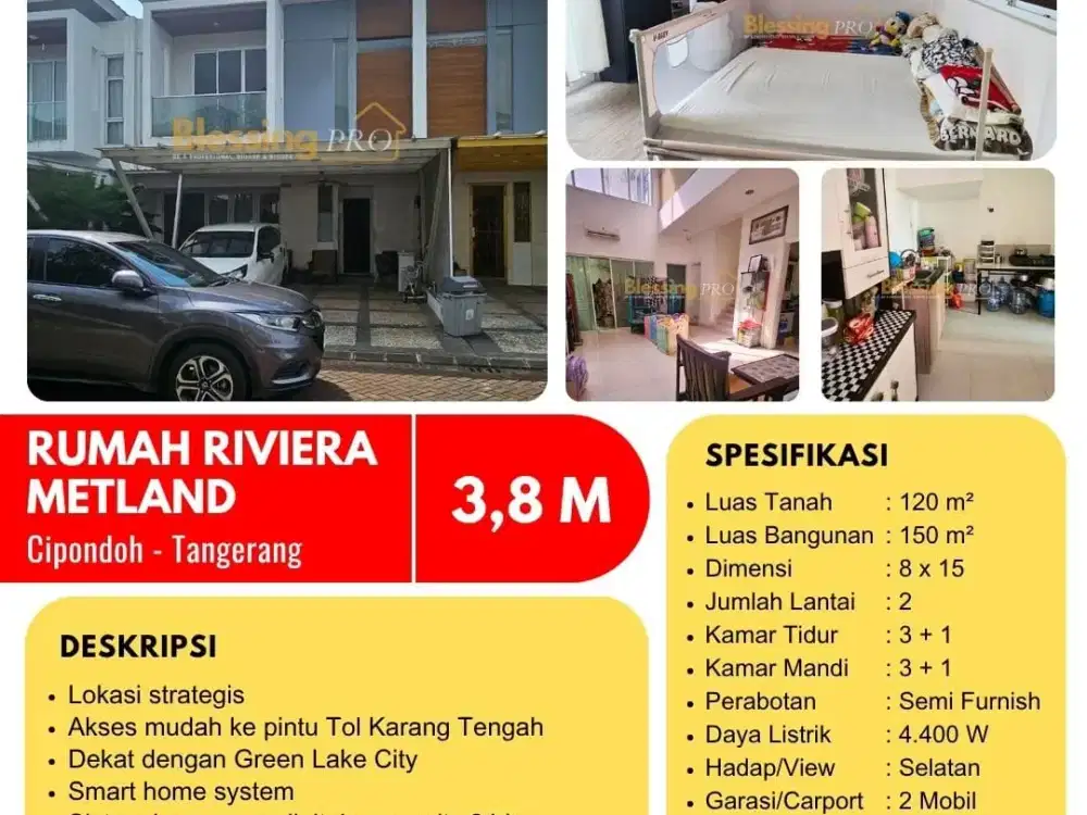 Dijual Rumah Riviera Metland Puri, Semi Furnish.