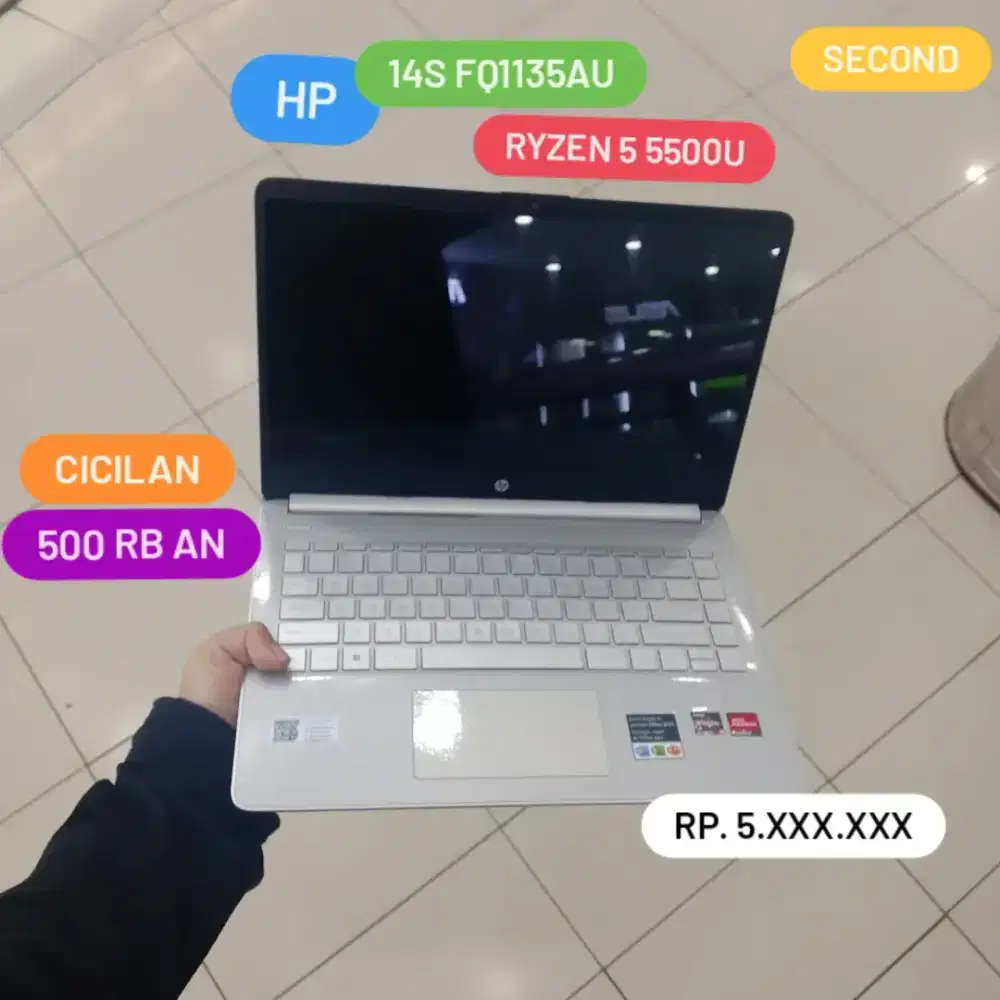 Laptop HP 14s FQ1135AU Ryzen 5 5500 Ram 8 GB SSD 512GB Cash / Kredit