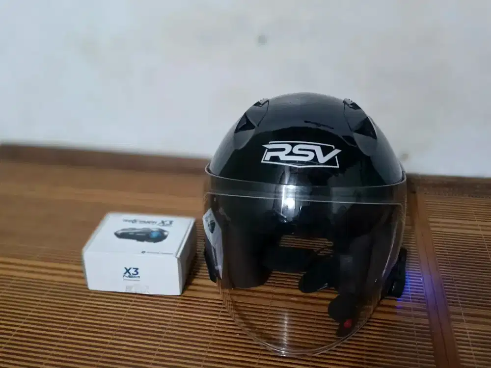 Jual Helm Rsv Black Glossy Double Visor + Intercom Retouch, Helm mulus