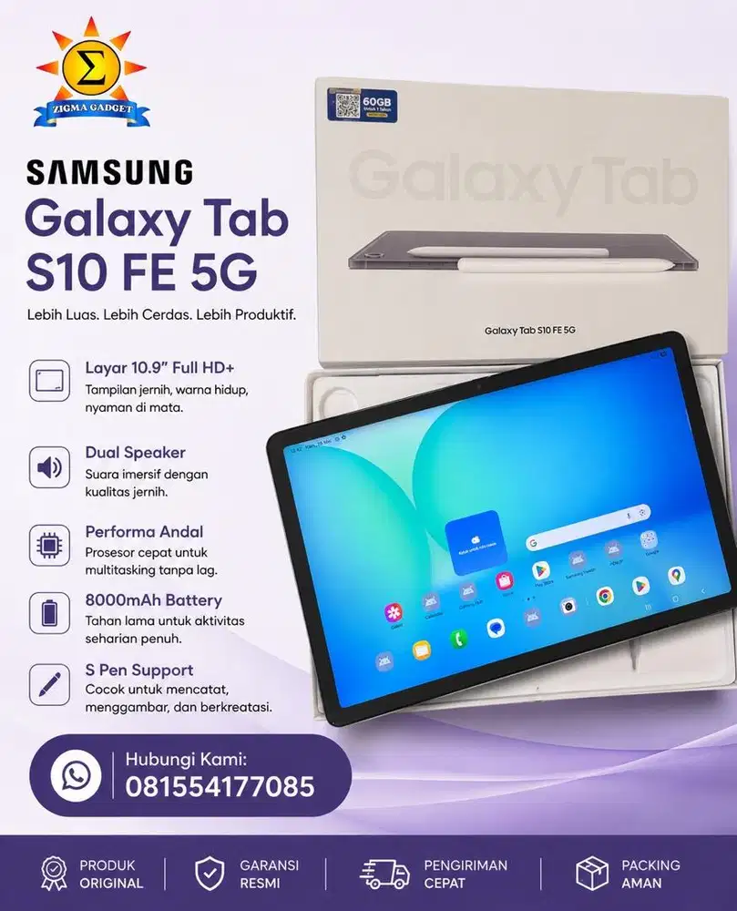 Samsung Tab S10 FE 5G 8/128 Sein Mulus Fullset Original