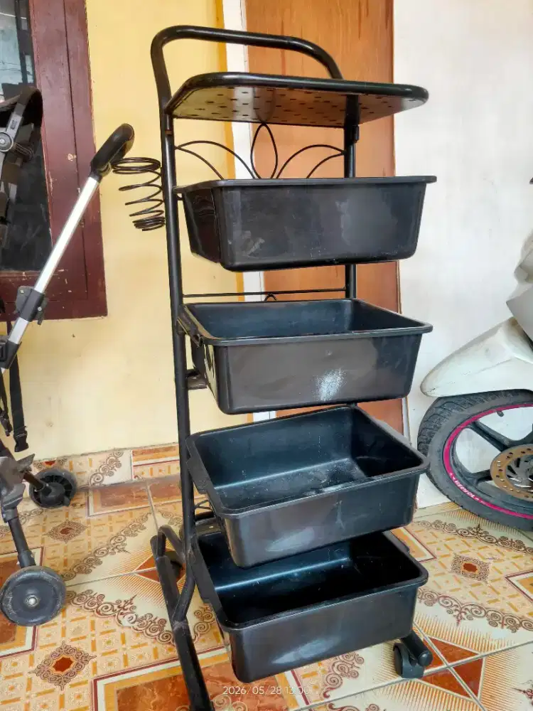 Jual rak 4 susun, rak troli, rak salon stainless