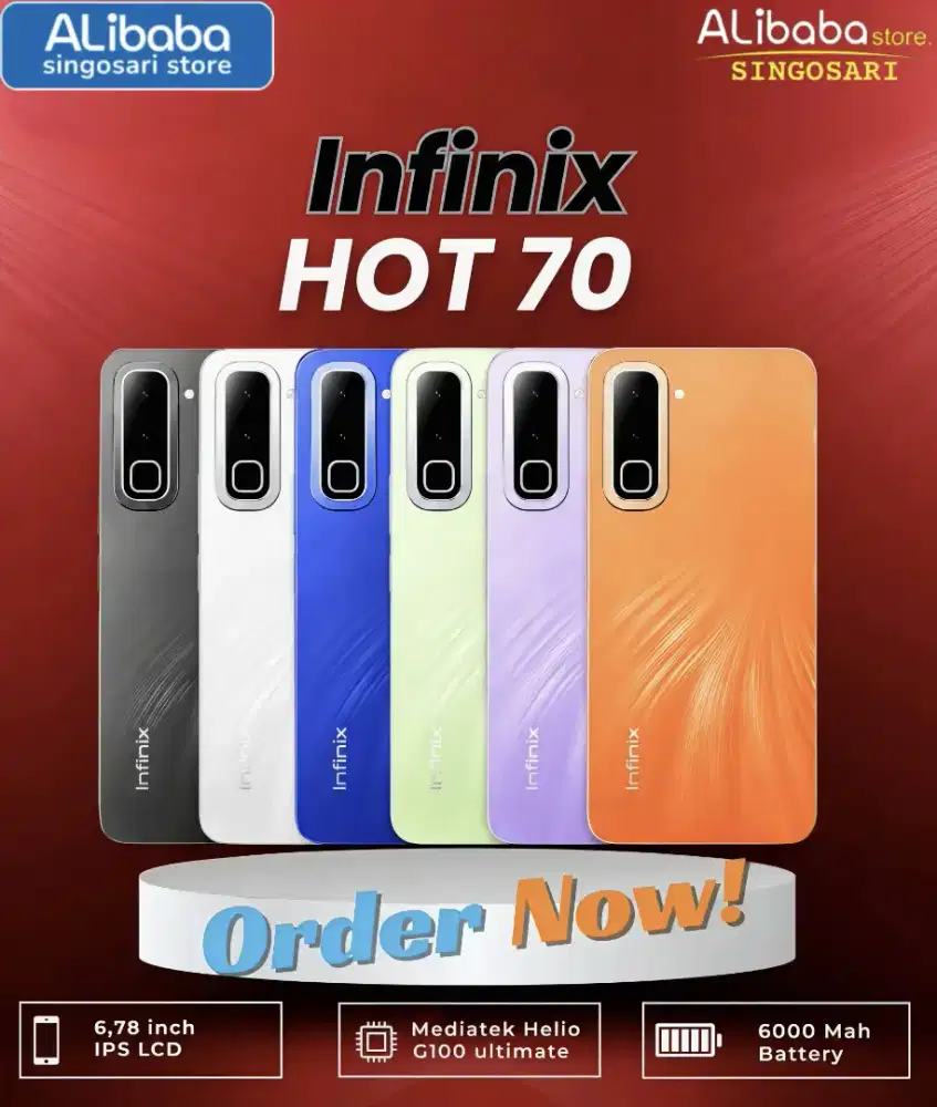 Infinix HOT 70 RAM 8+8/128GB Garansi Resmi — Baterai Badak 6000mAh!