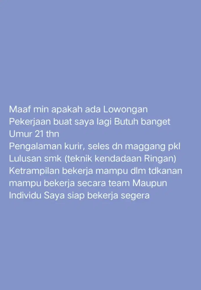 Kerja apa aja siap