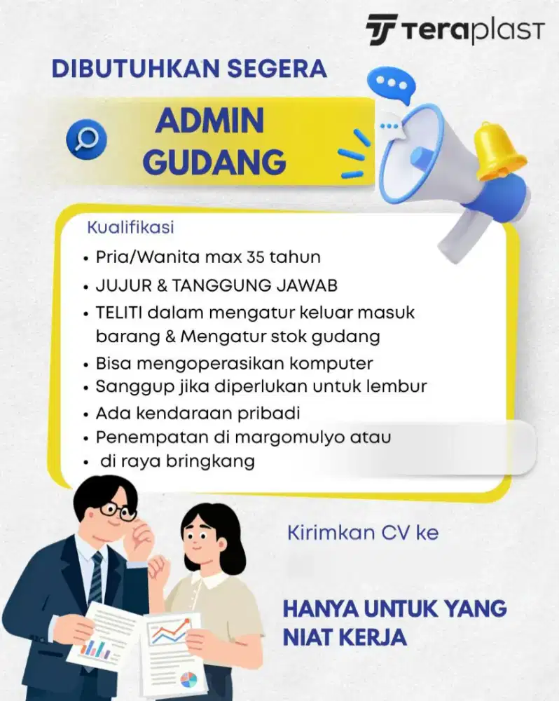 DICARI ADMIN GUDANG