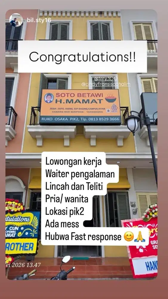 Dibutuhkan waiter wanita berpengalaman