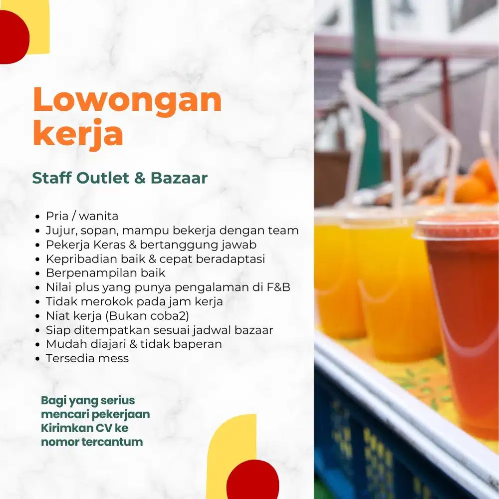 Lowongan staff F&B